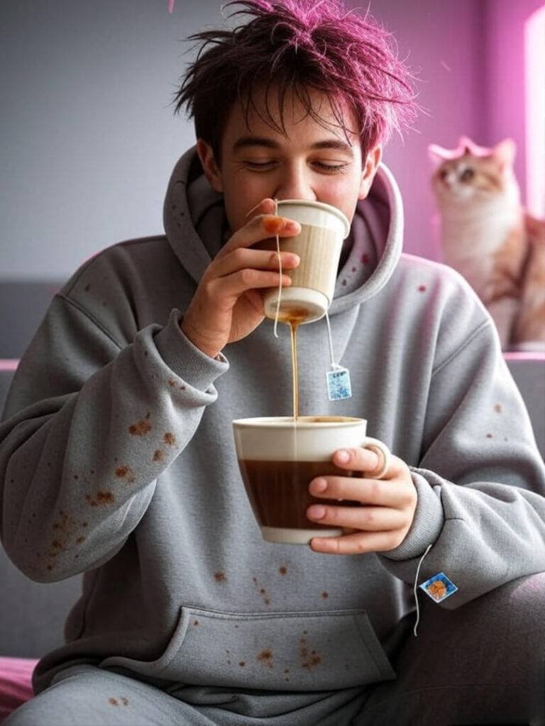 "Palette of soft grays with electric pink streaks"