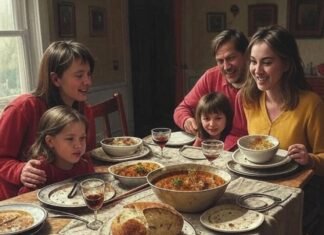 A Literary Feast: Memoirs That Celebrate Culture Through Cuisine "Messy curry table with bread, wine, and cat."